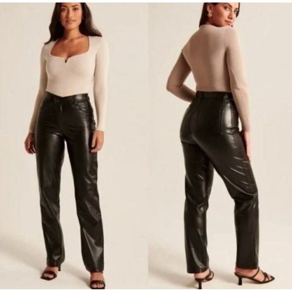 Abercrombie & Fitch Women Plus Size 35 20R Black Faux Leather Legging Pants